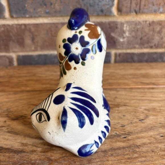 Vtg Tonala Mexican Pottery Cat Figurine Hand Painted Stretching Pose 5.25" - Picture 7 of 12
